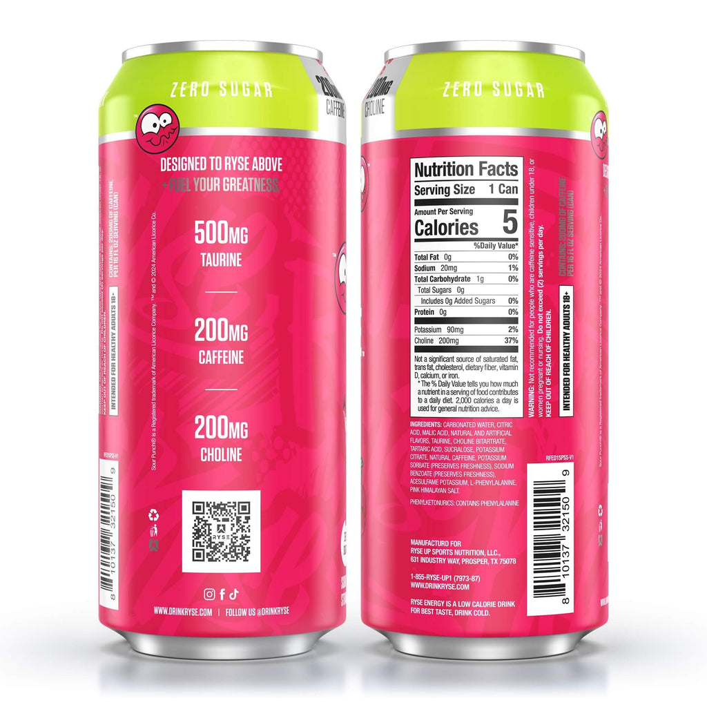 RYSE Fuel Energy Drink - Sour Punch® Sour Strawberry