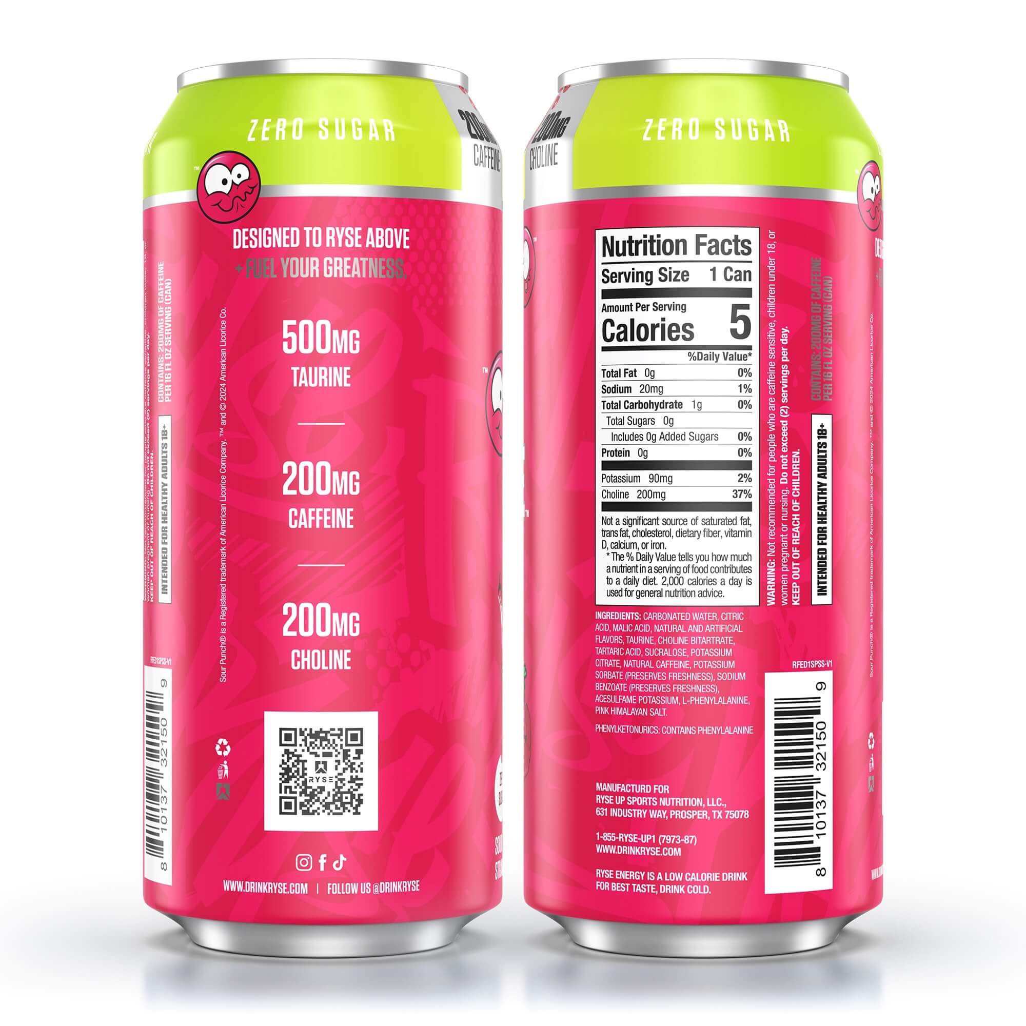RYSE Fuel Energy Drink - Sour Punch® Sour Strawberry