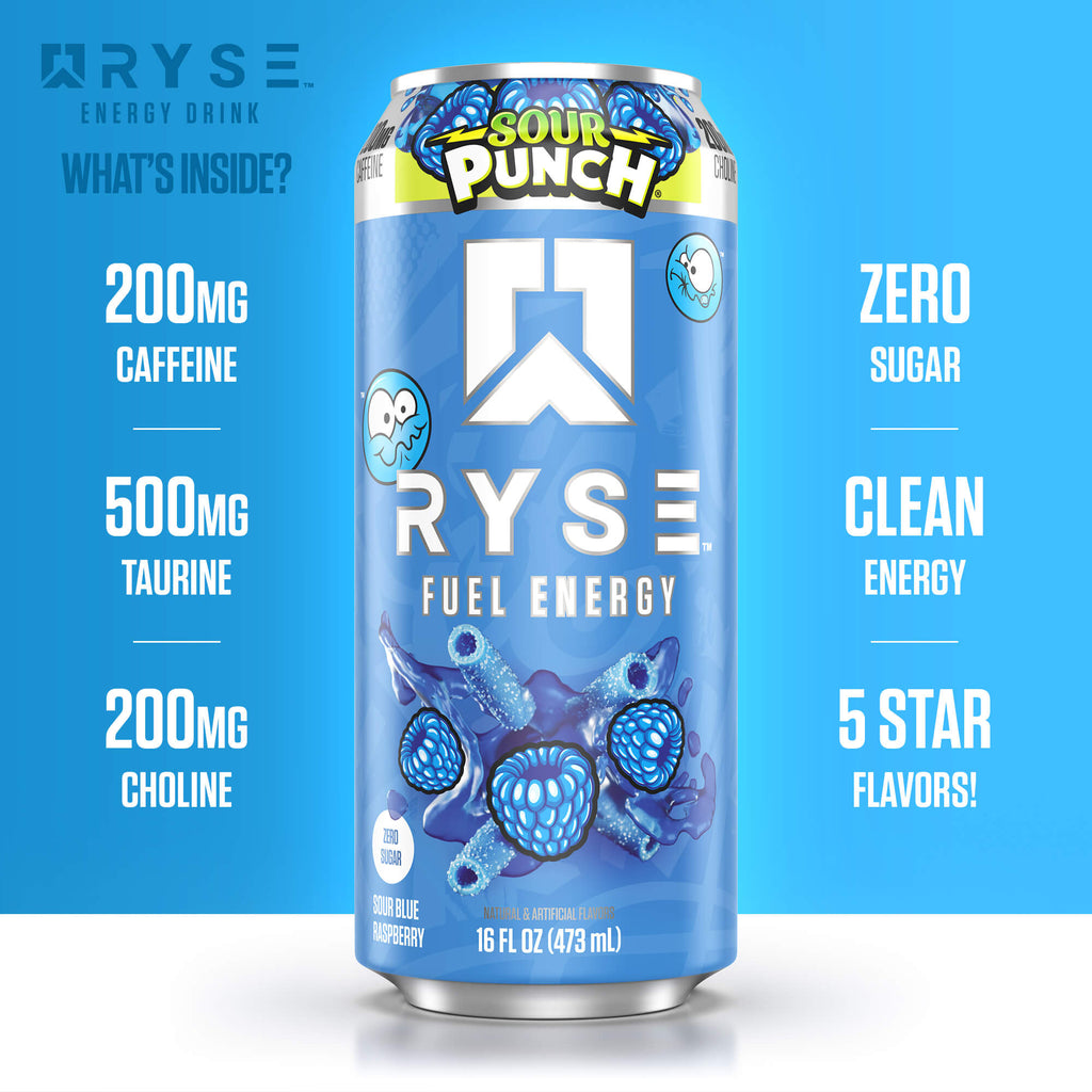 RYSE Fuel Energy Drink - Sour Punch® Sour Blue Raspberry
