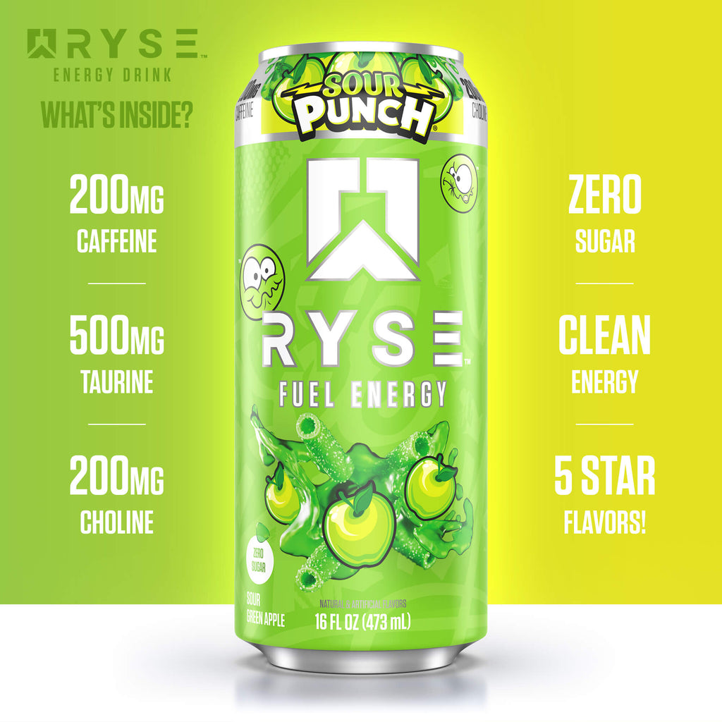 RYSE Fuel Energy Drink - Sour Punch® Sour Green Apple
