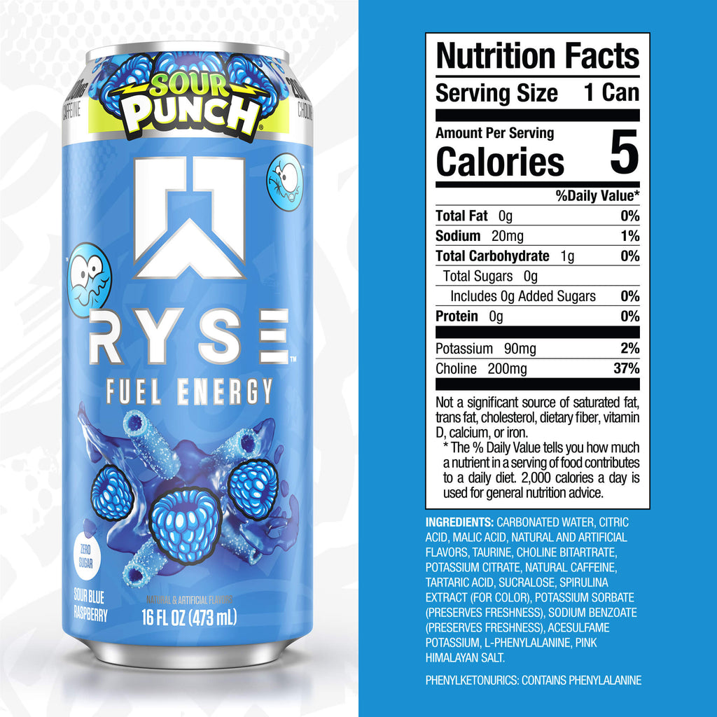 RYSE Fuel Energy Drink - Sour Punch® Sour Blue Raspberry