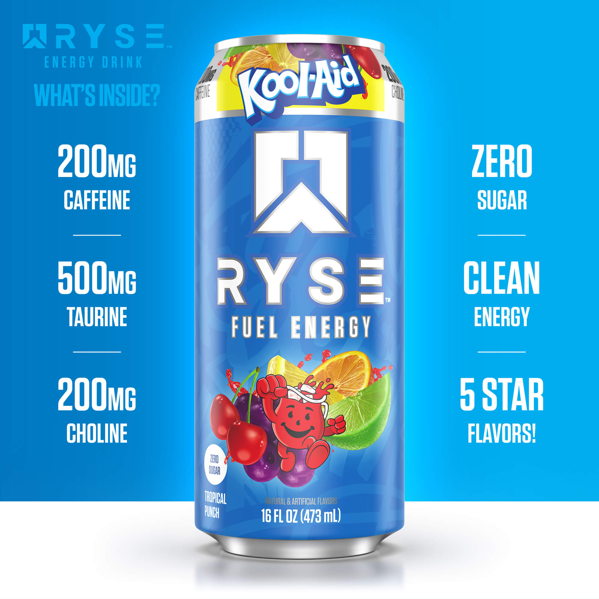 RYSE Fuel Energy Drink - Kool-Aid™ Tropical Punch