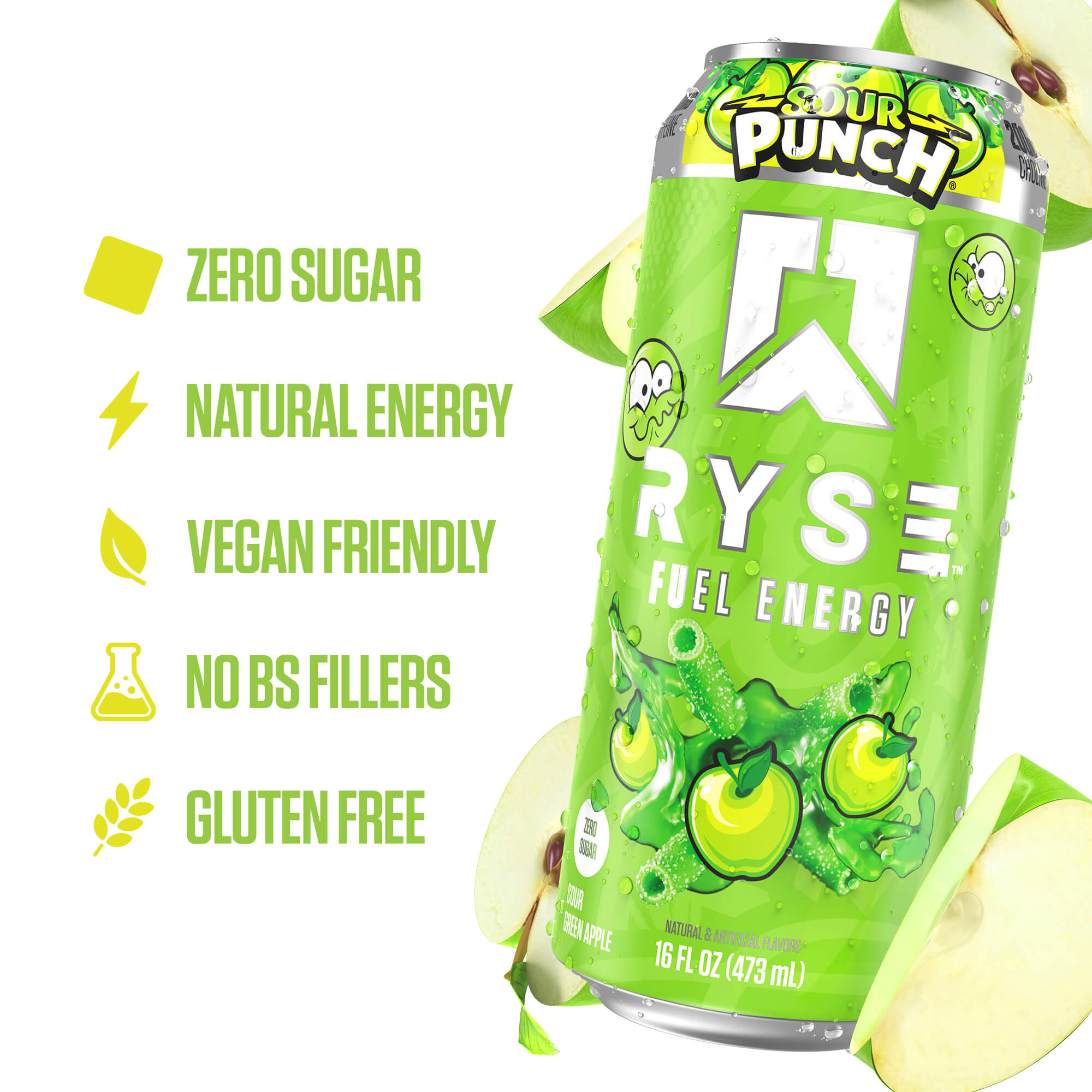 RYSE Fuel Energy Drink - Sour Punch® Sour Green Apple