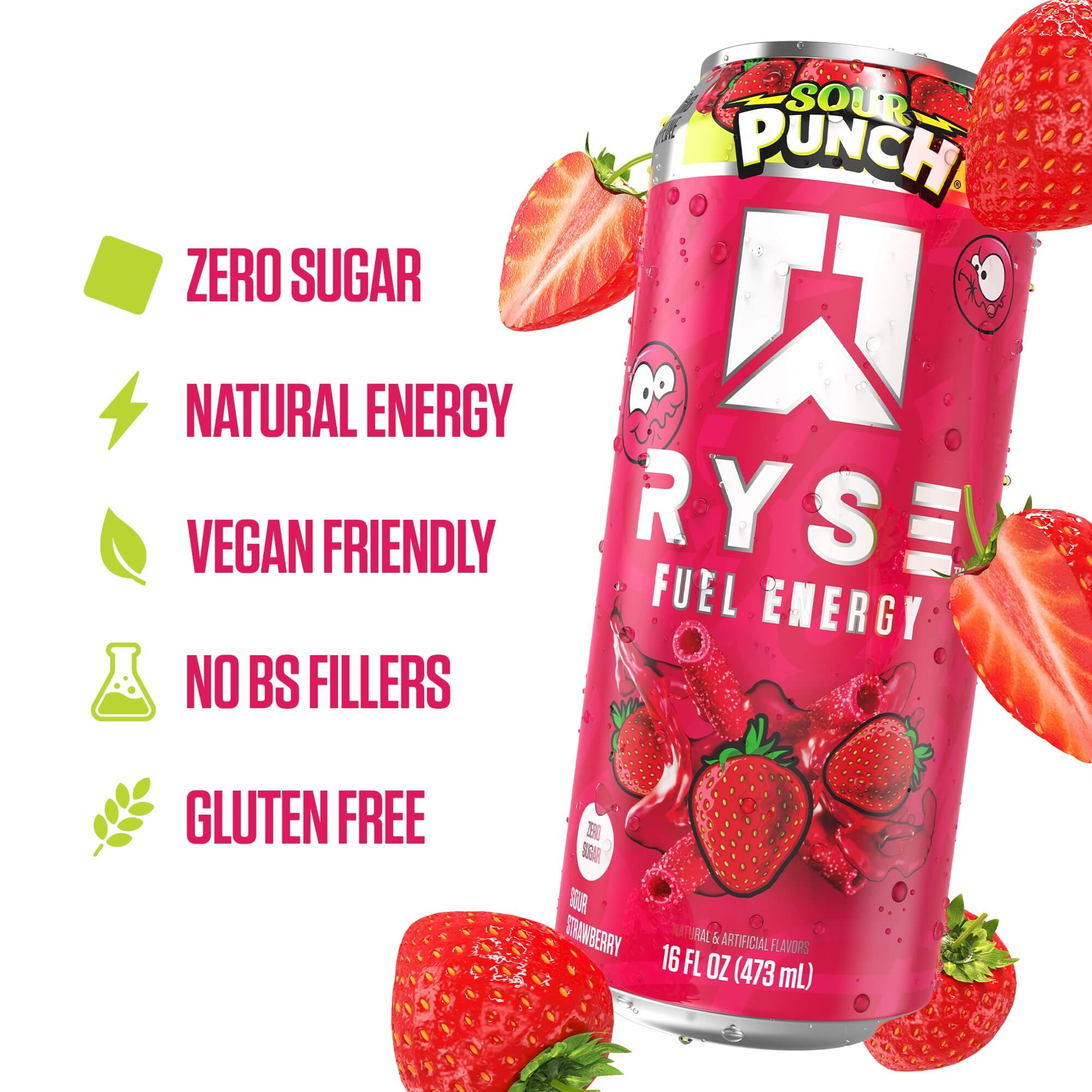 RYSE Fuel Energy Drink - Sour Punch® Sour Strawberry